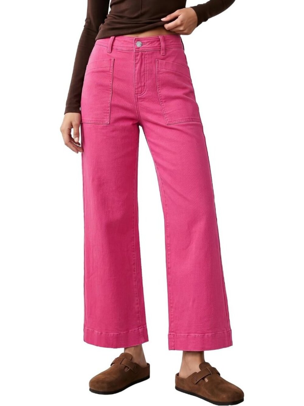 Trendy High Waisted Wide Leg Ankle Jeans for Women - Fall Denim Fashion